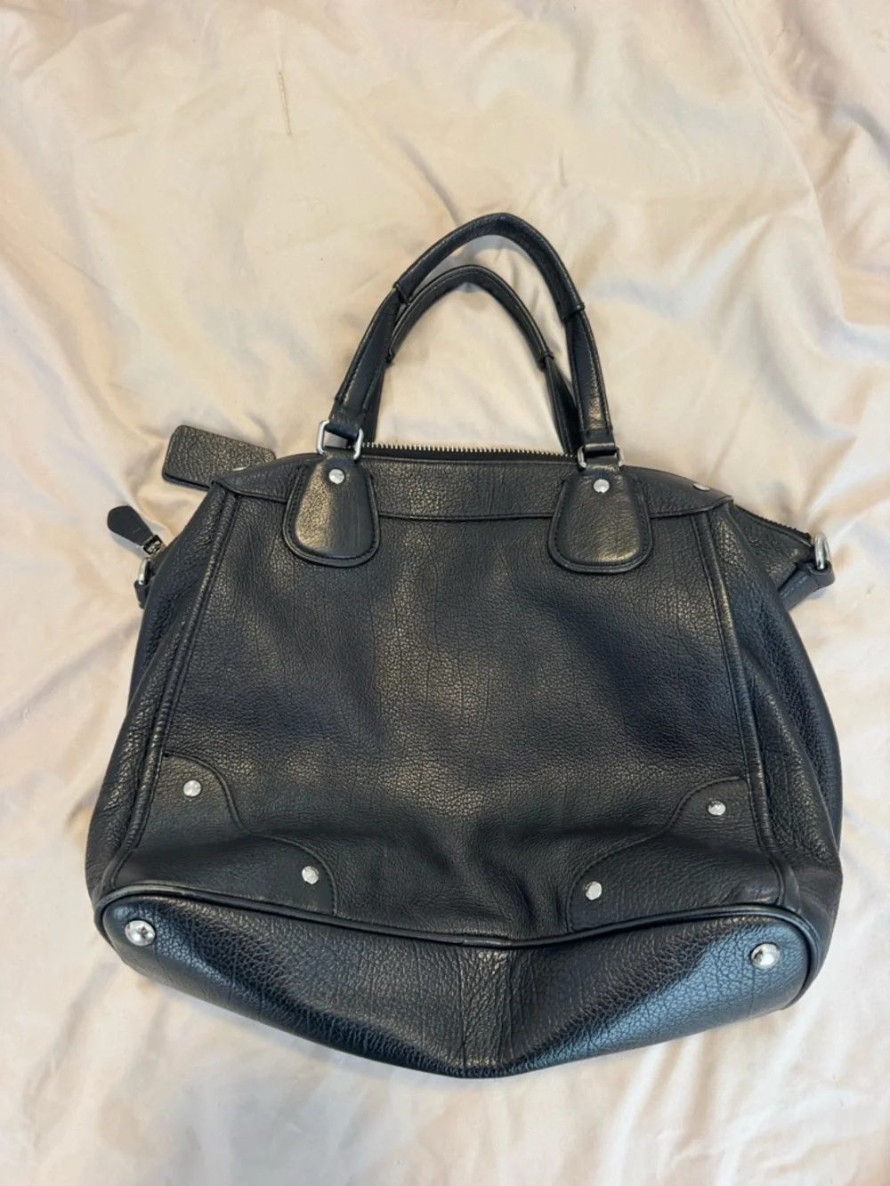Coach Black Leather Satchel with Silver Hardware - Picture 2 of 3